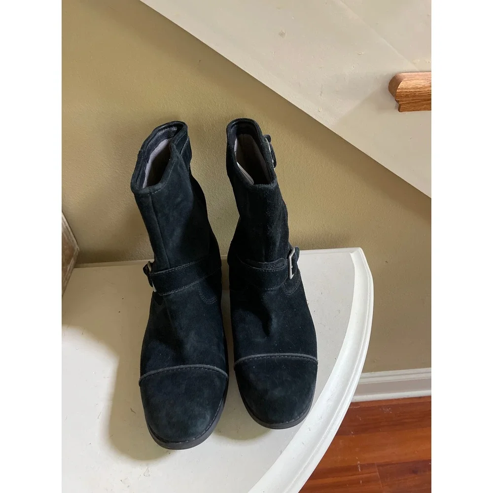 UGG LANCING BLACK VINTAGE DISTRESSED SUEDE BUCKLE BOOTS MEN US 10.5
